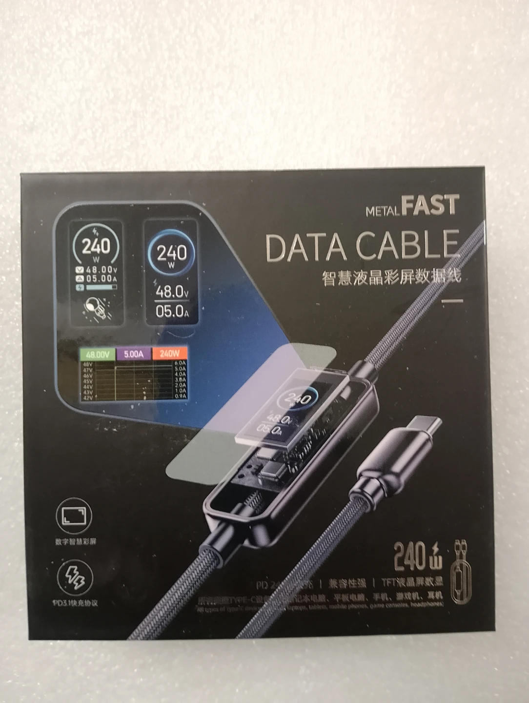 BNIB!!! METALFAST 240W USB-C Data Cable with Digital Display