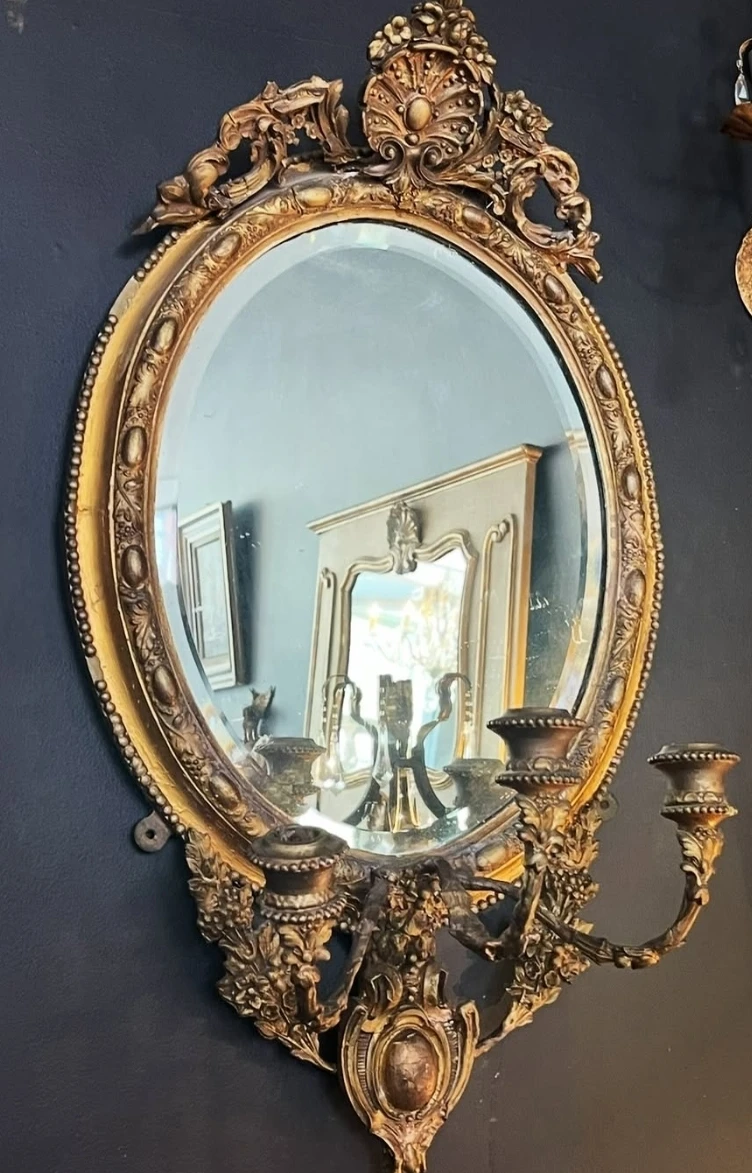 Pair of Antique 200 year old sconces with candle holders