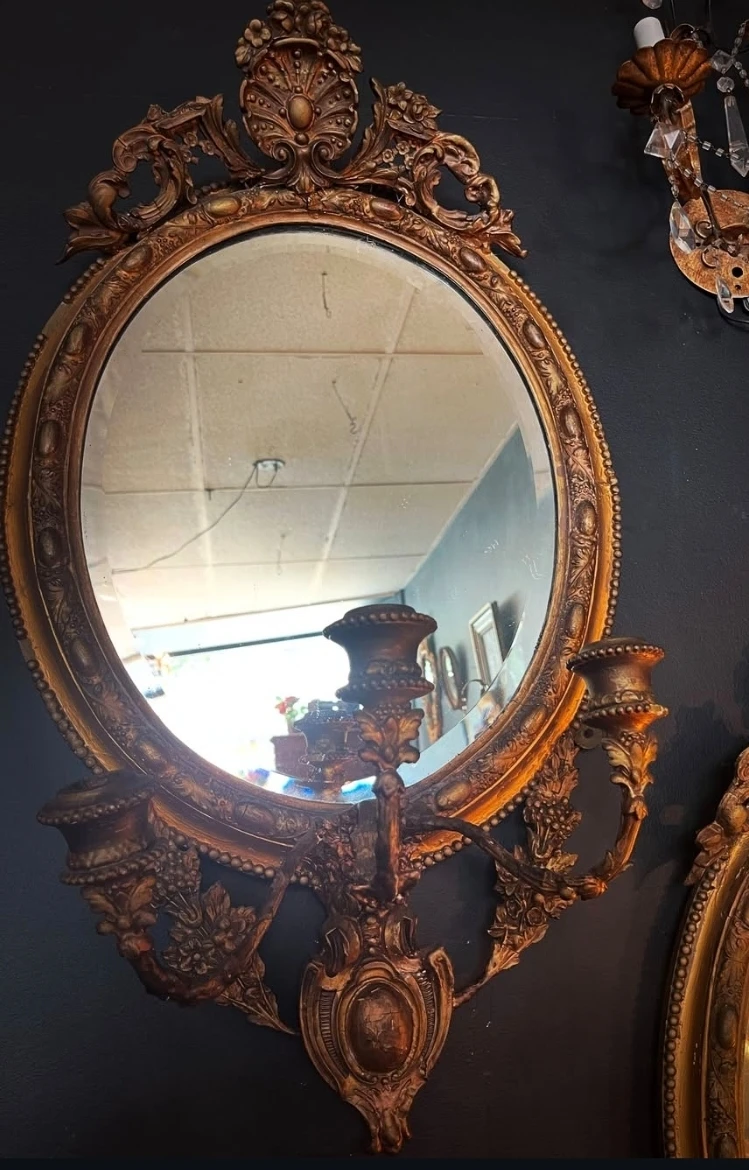 Pair of Antique 200 year old sconces with candle holders - photo 4