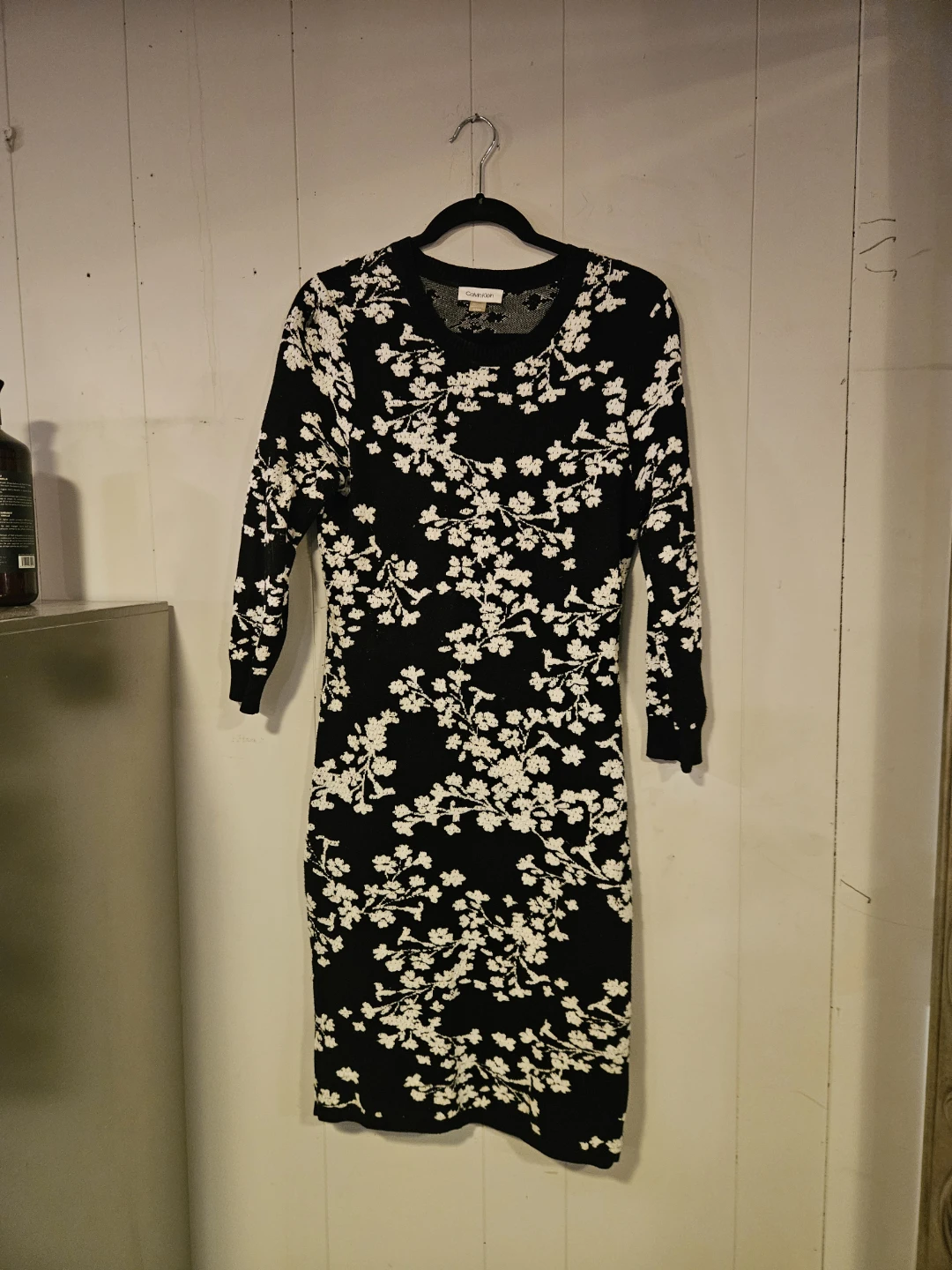 Calvin Klein Black Floral Knit Dress