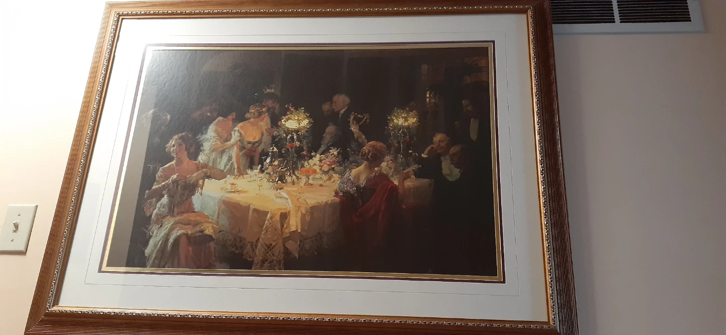 Framed Print of a Victorian Dinner Party Scene