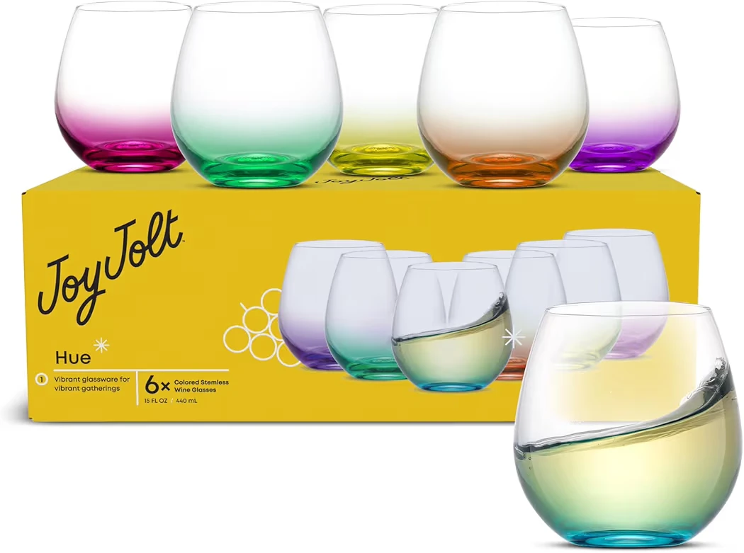 JoyJolt Hue Stemless Wine Glasses Set of 6 - photo 4
