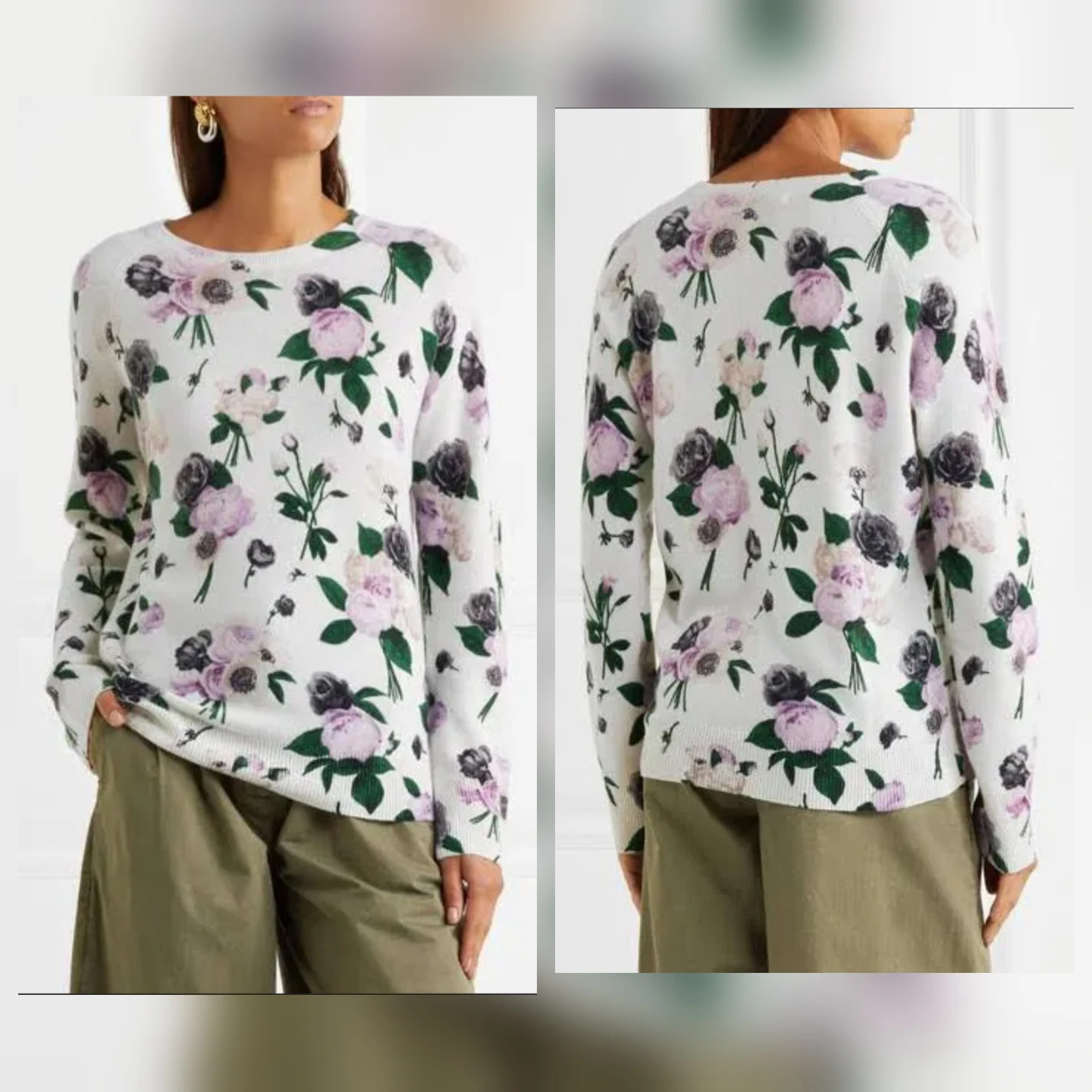 Equipment Sloan Floral 100% Cashmere Sweater Size L - photo 4