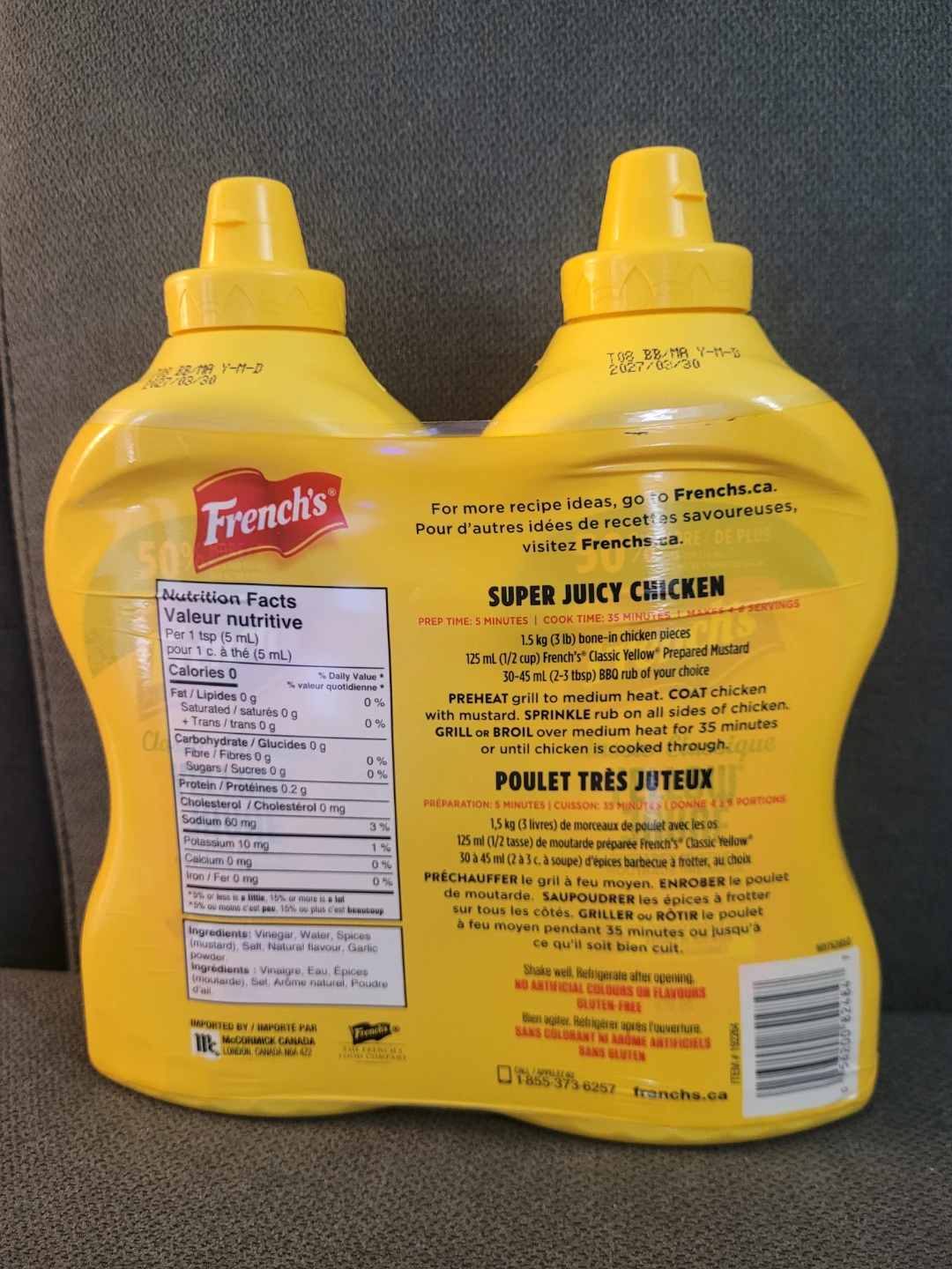 French's Classic Yellow Mustard Value Pack 2 x 830ml - photo 2