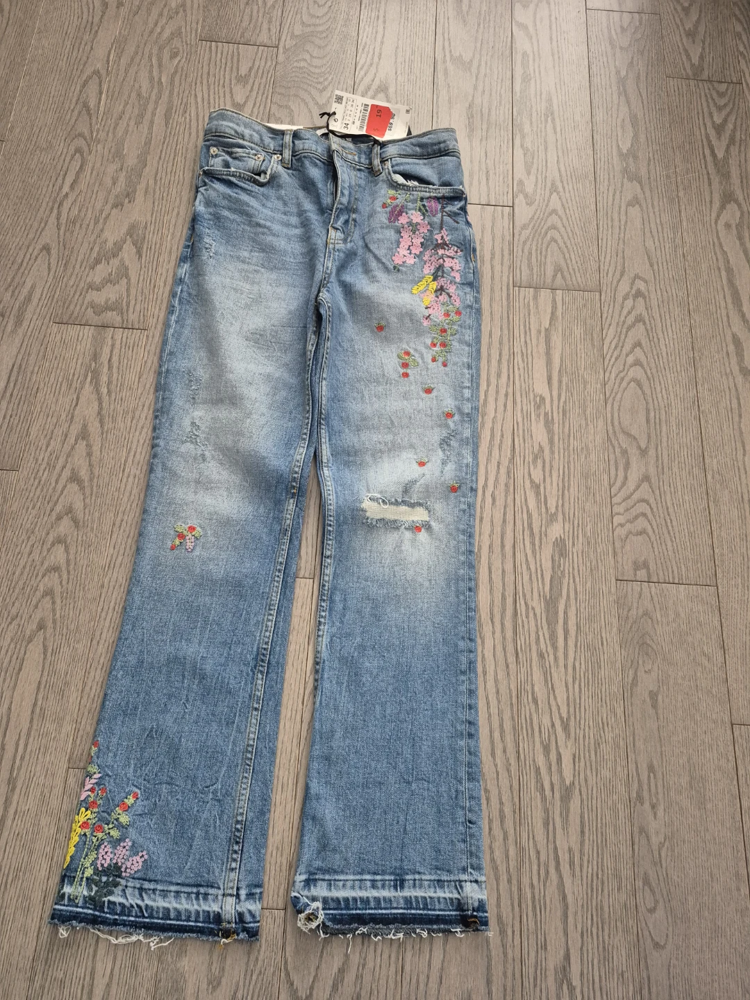 Zara Embroidered Flare Jeans