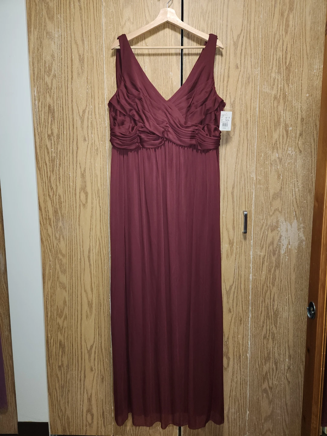 Women's Burgundy Long Mesh Dress with Cowl
