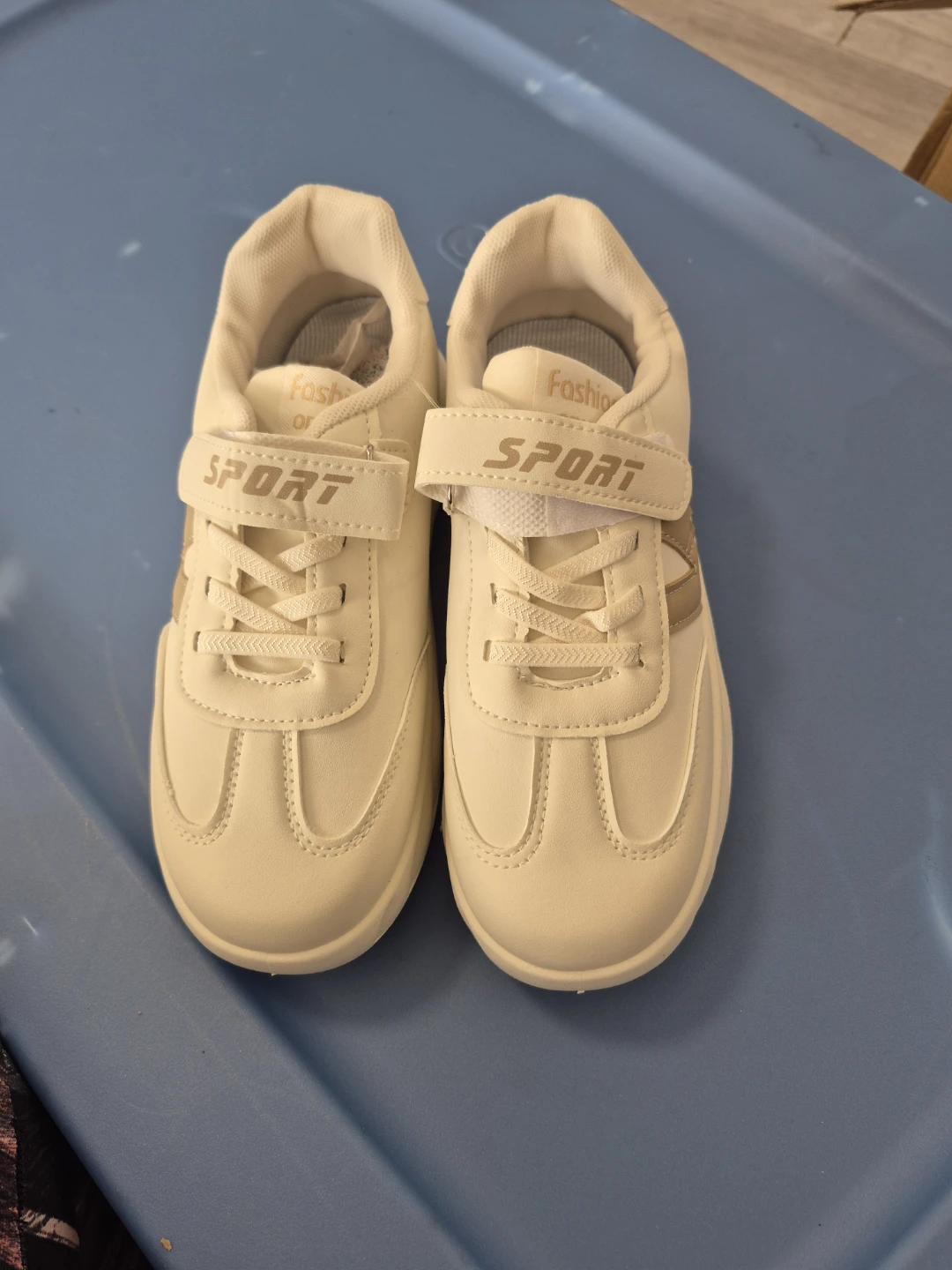 Cream Sport Sneakers with Velcro Strap - photo 2