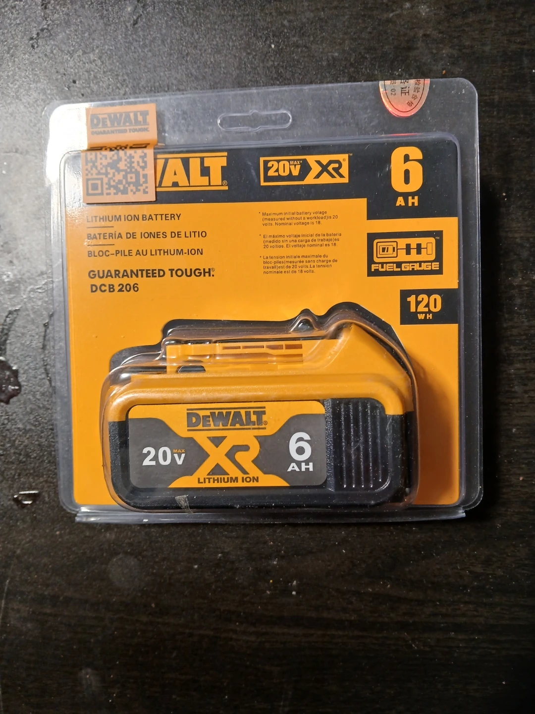 DEWALT 20V MAX XR 6.0 AH Lithium Ion Battery DCB206