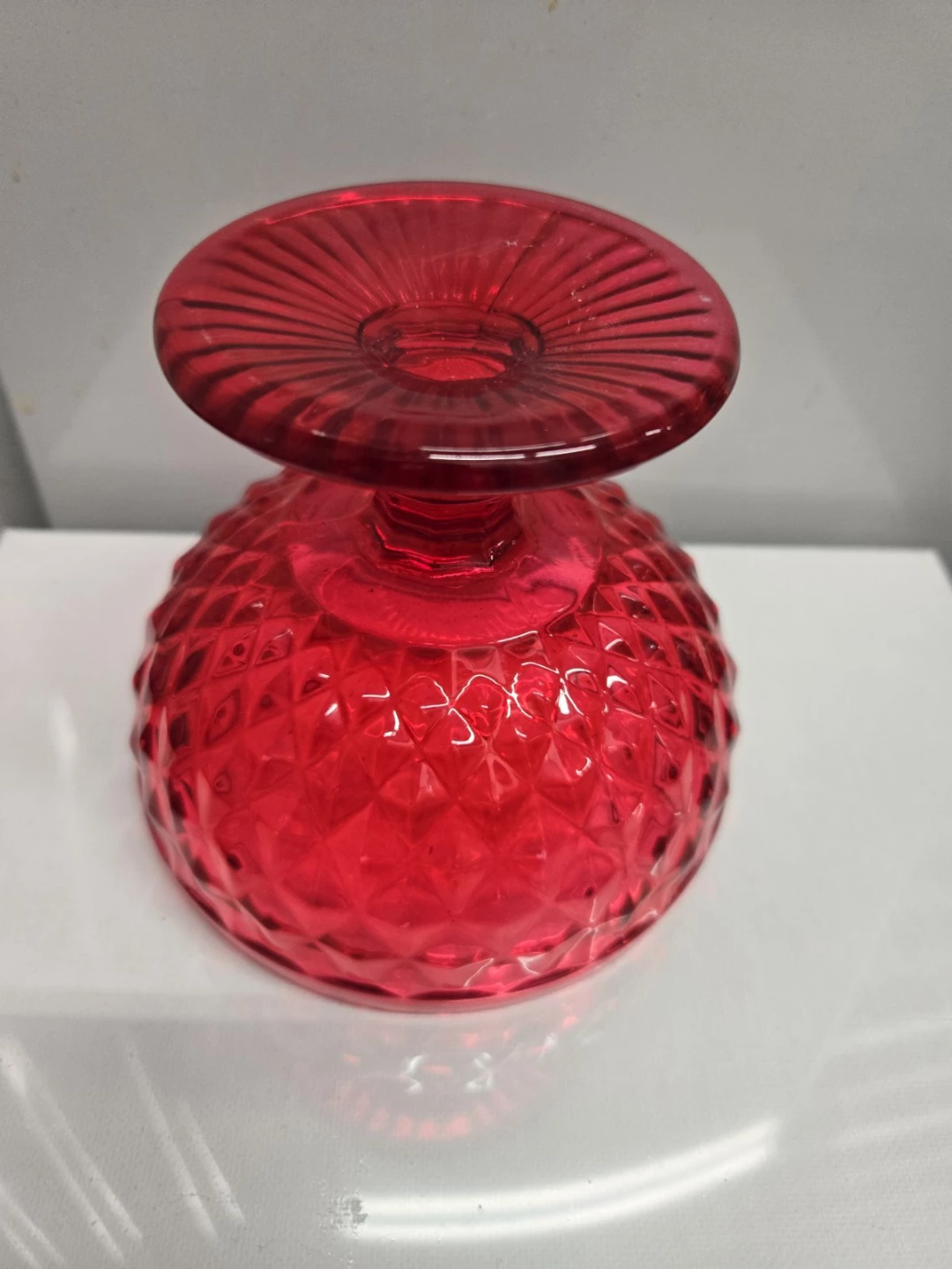 Vintage Red Glass Footed Dessert Bowl - photo 3
