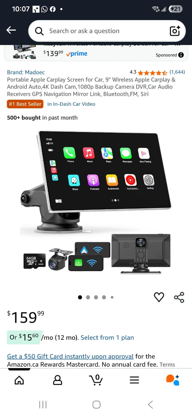 Madoec Portable Apple Carplay & Android Auto Screen - 9"