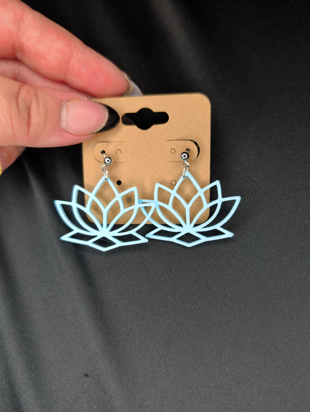 Light Blue Lotus Flower Earrings - photo 2