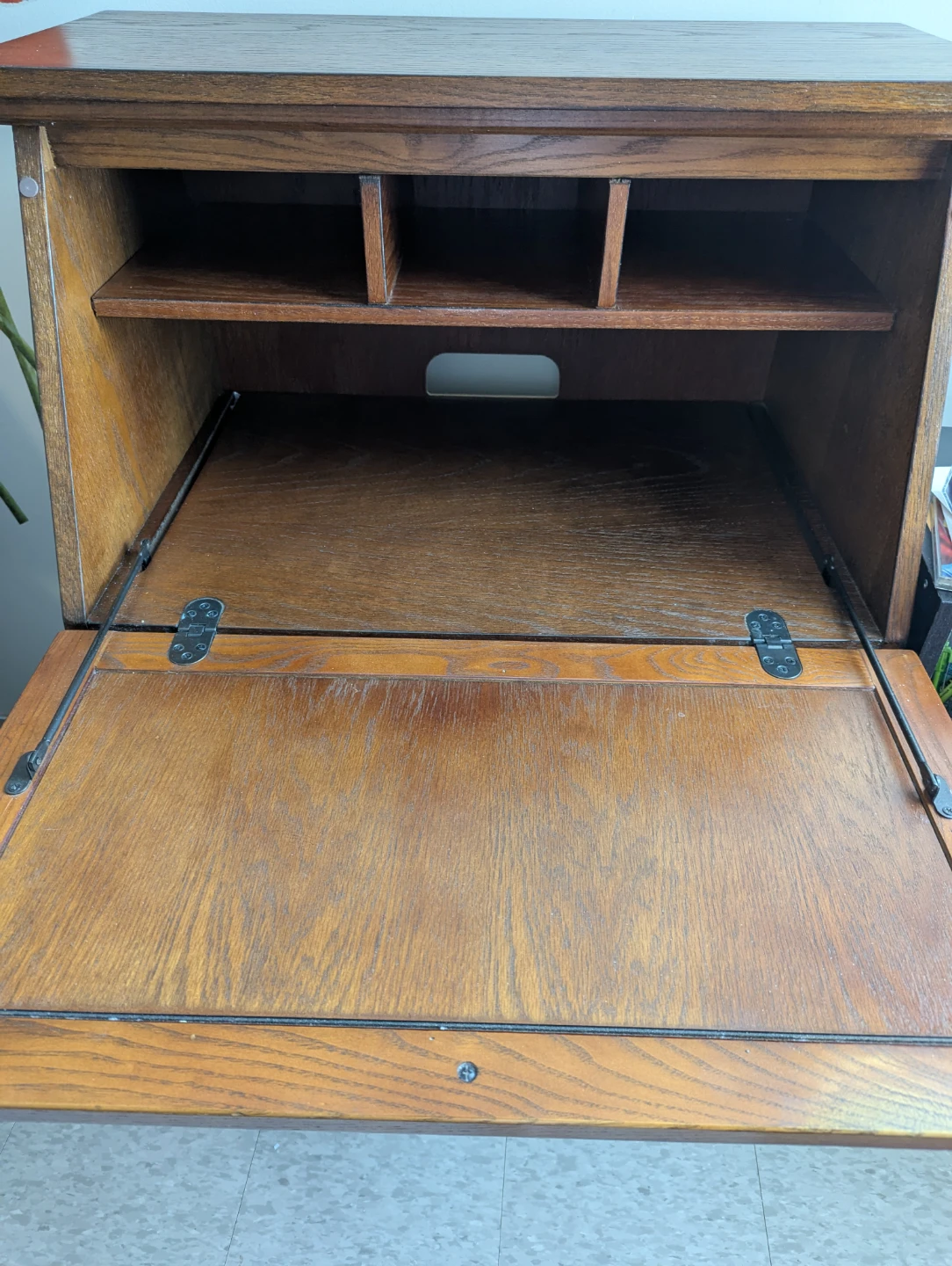 Solid Wood Secretary Desk with Cabinet and Drawer