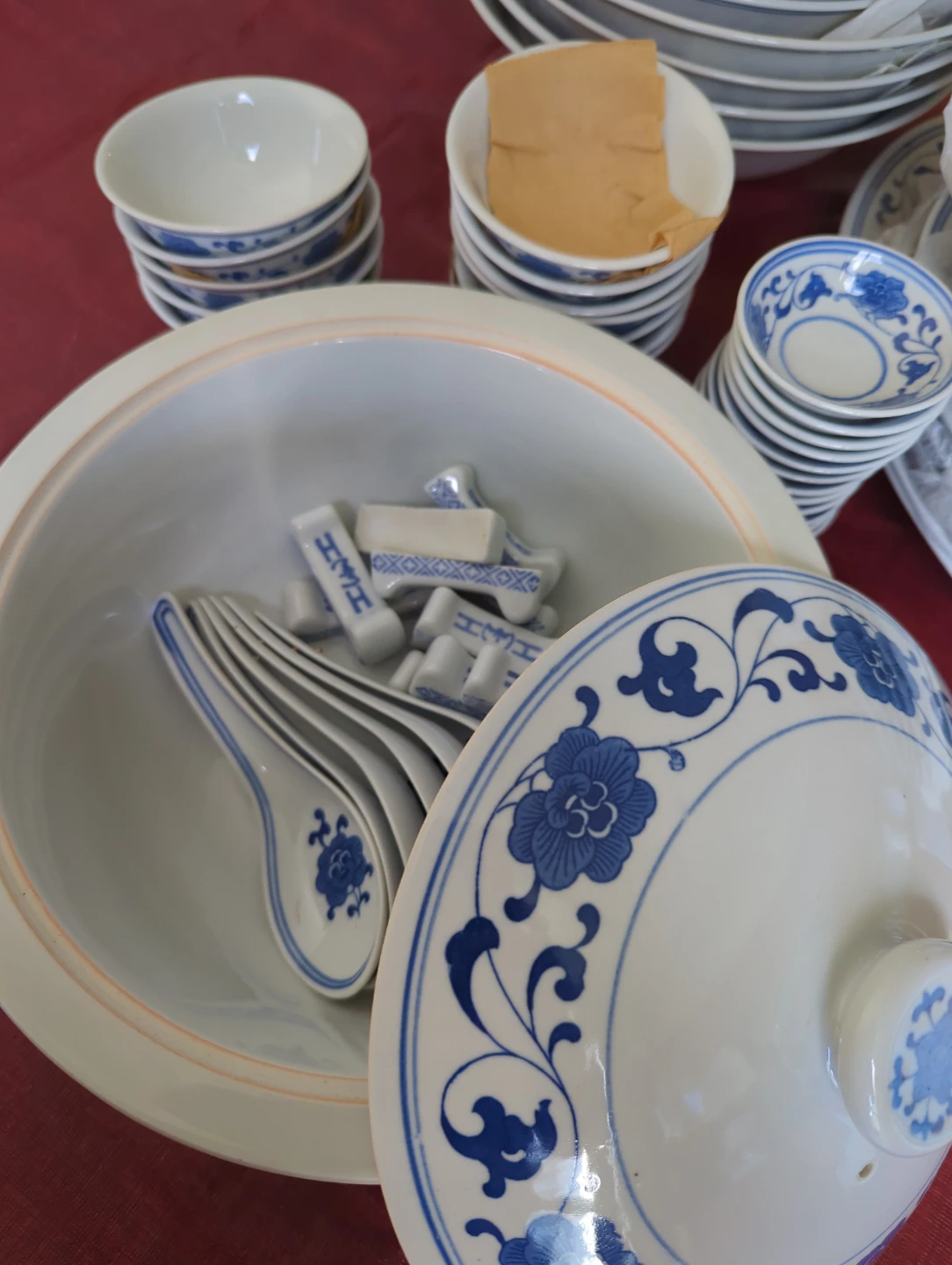 Blue and White Floral Ceramic Dinnerware Set - photo 4