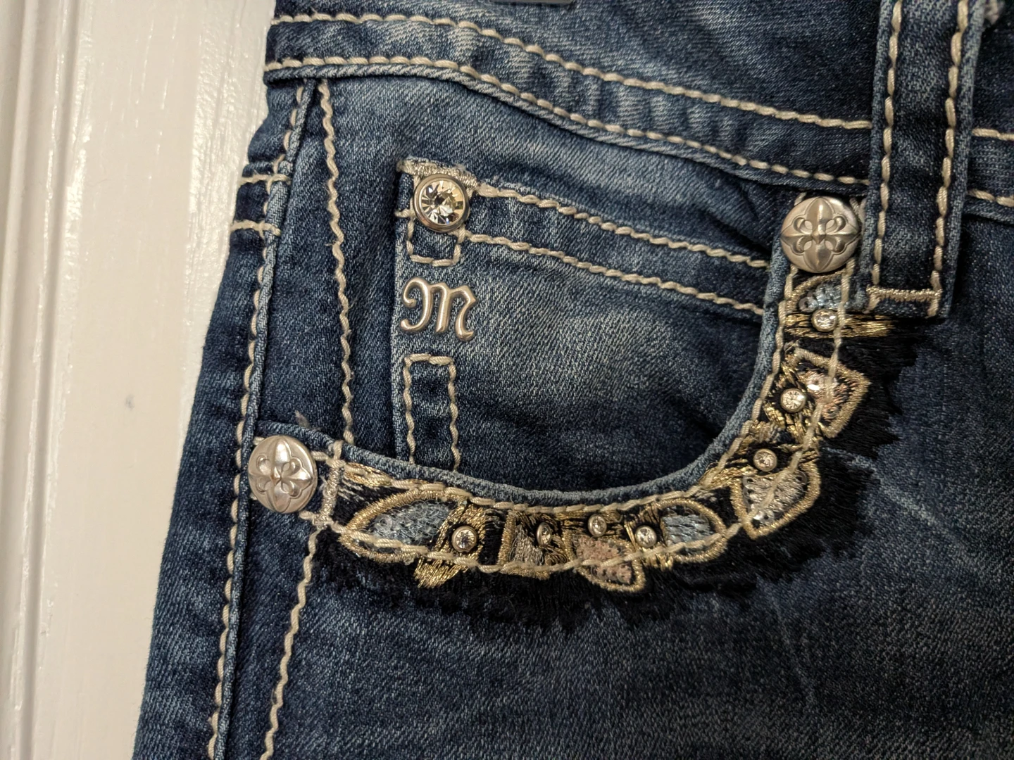 Miss Me Embellished Blue Denim Jeans Size 29 - photo 4