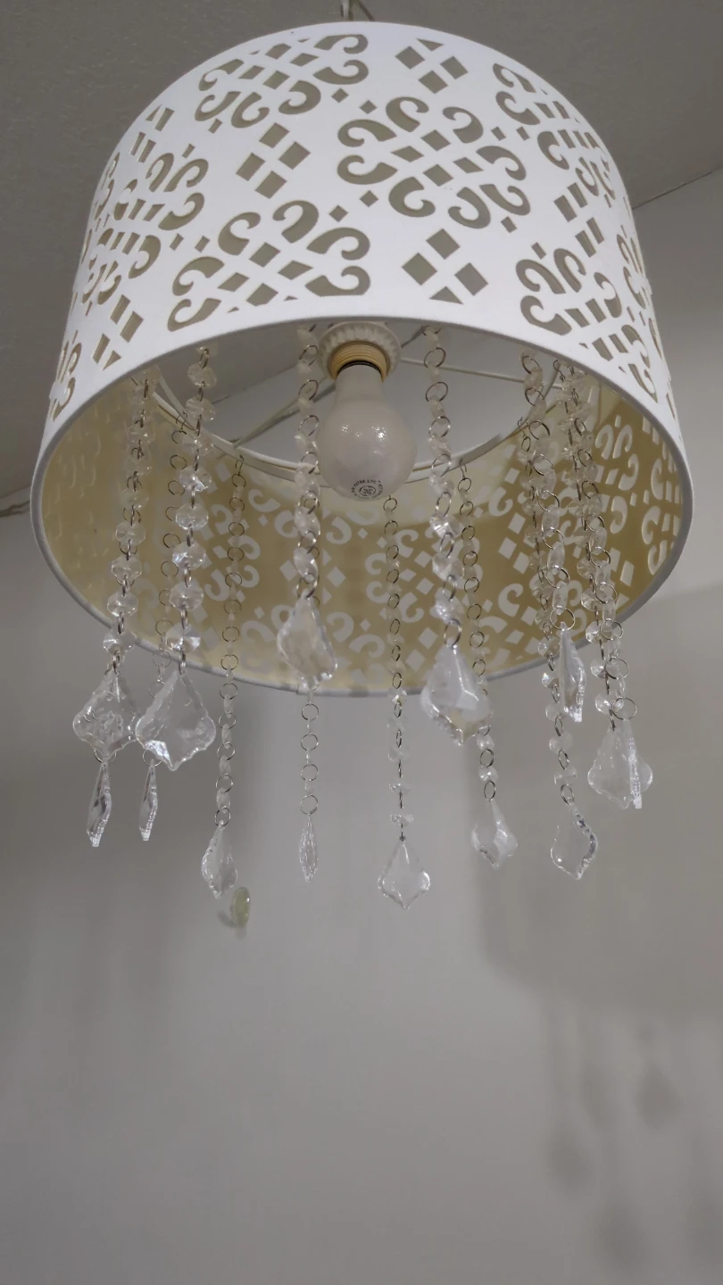 Drum Pendant Light with Crystal Beads and Cutout Pattern - photo 4