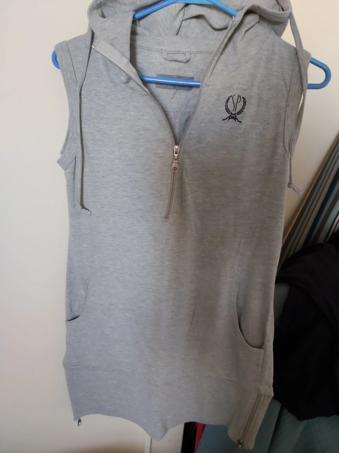 Grey Sleeveless Hooded Dress & Black Track Pants - photo 5