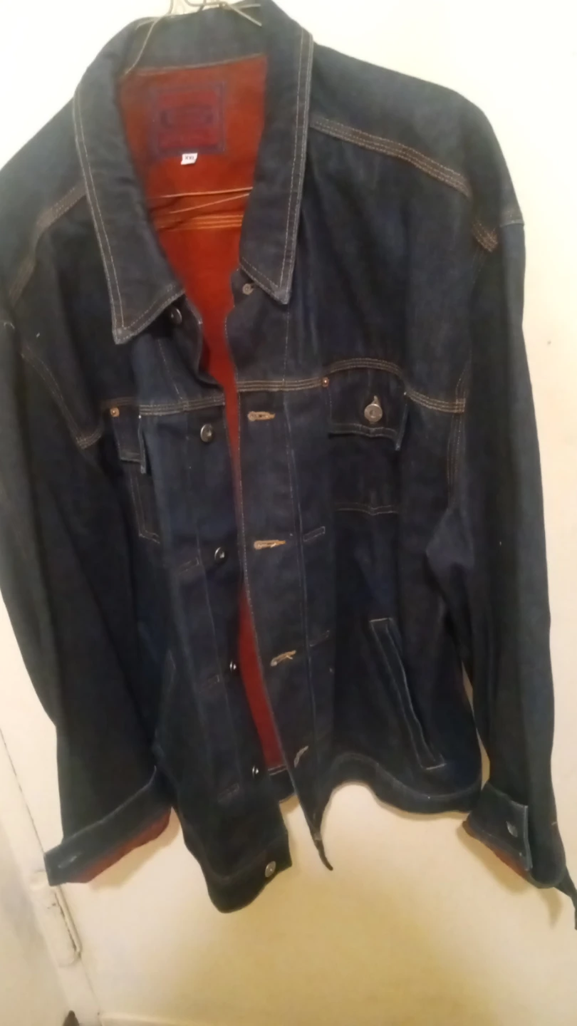Denim Jacket with Red Lining