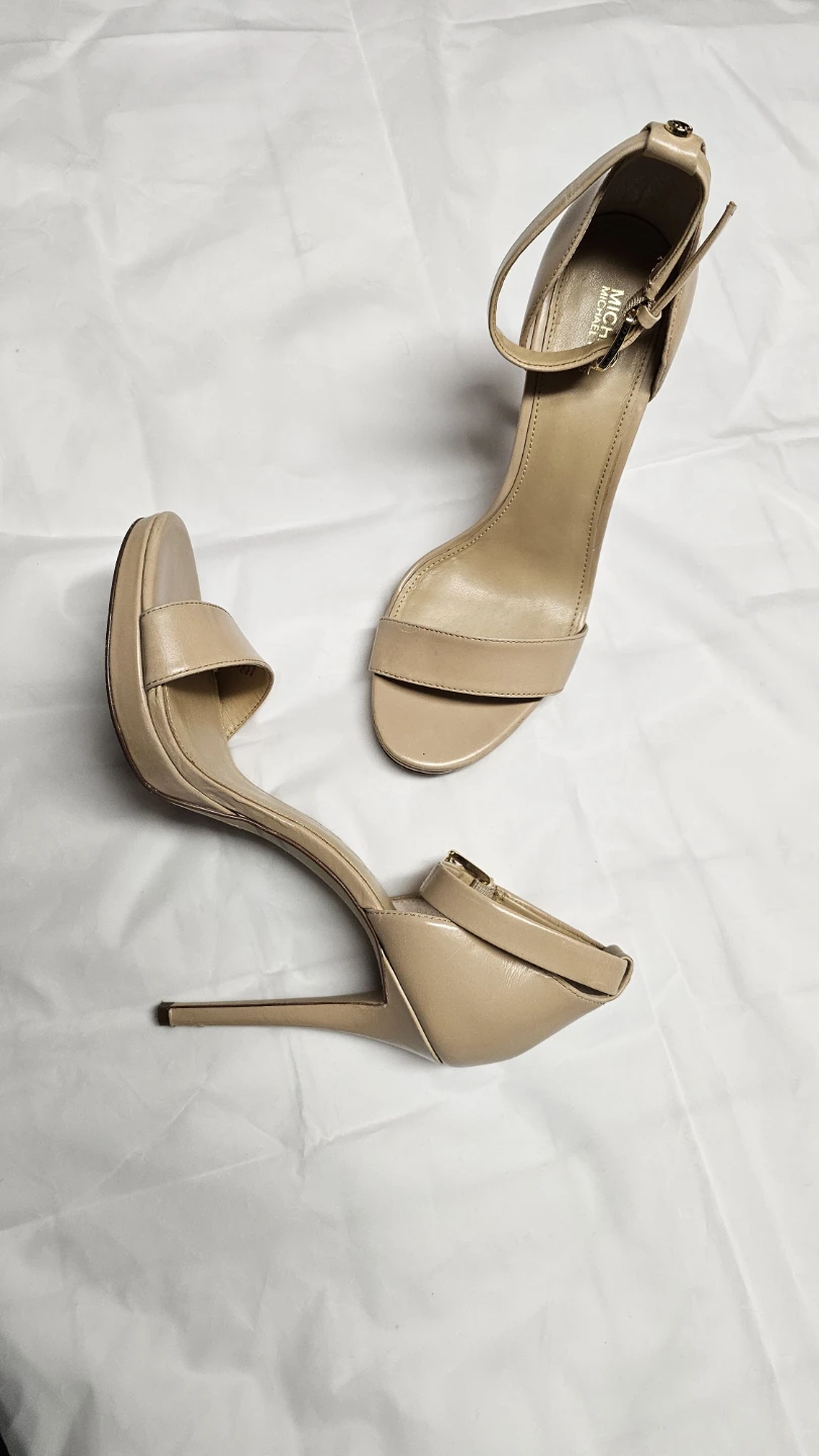 Michael Kors Nude Leather Ankle Strap Heels
