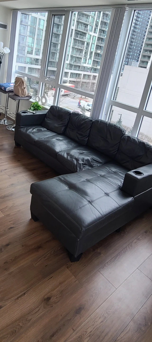 Grey Faux Leather Sectional Sofa L Shape