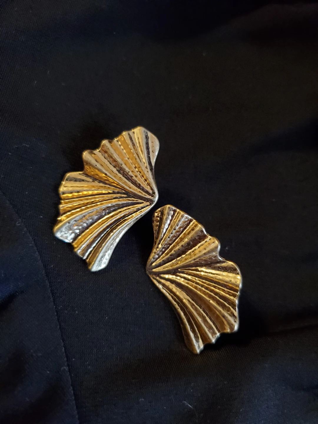 Gold Fan Shape Clip-On Earrings
