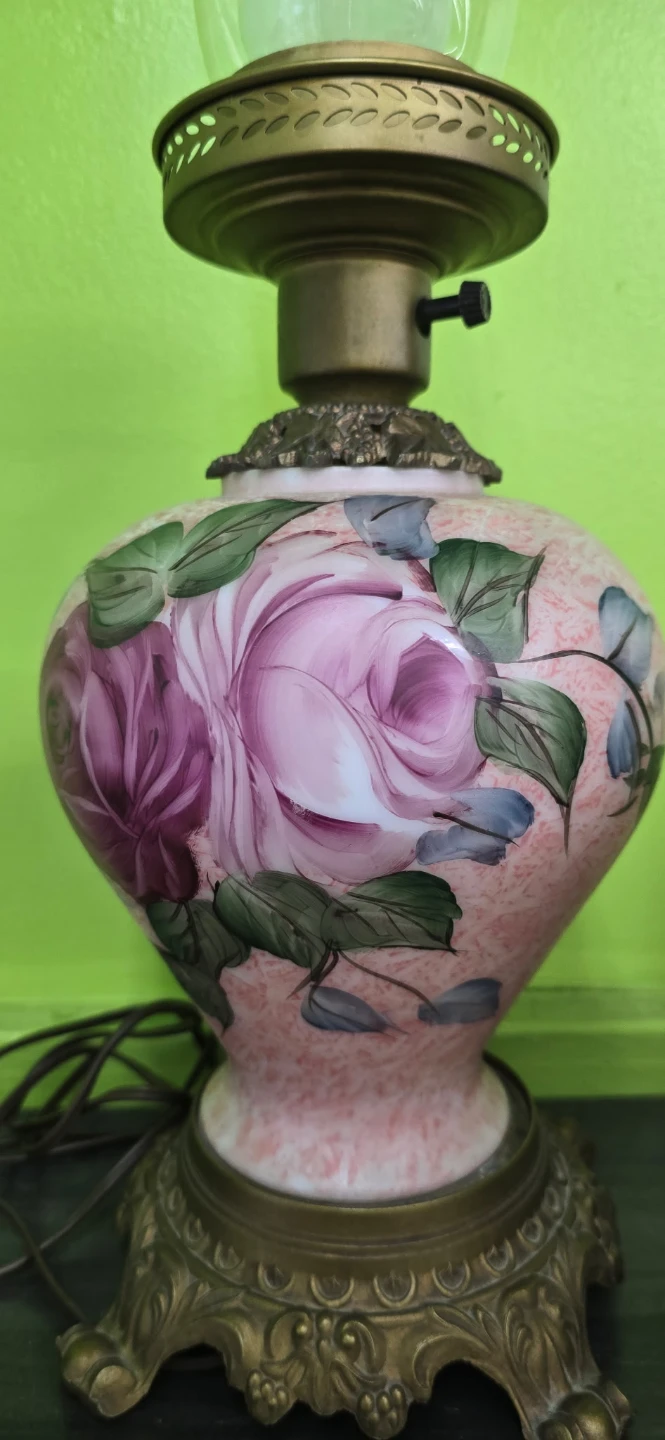 🌹 Vintage Floral Oil Lamp Style Electric Lamp – $47 - photo 2