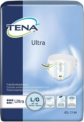 TENA Ultra (L/G) 40 briefs $35/bag or $30/bag for 10+ bags