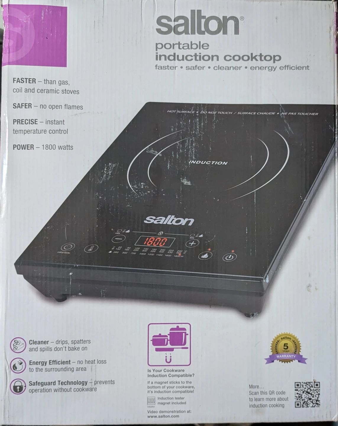 Salton Portable Induction Cooktop - 1800 Watts