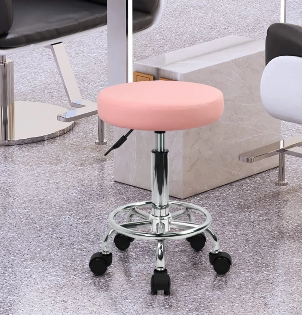 Pink Adjustable Rolling Stool Chair - photo 2