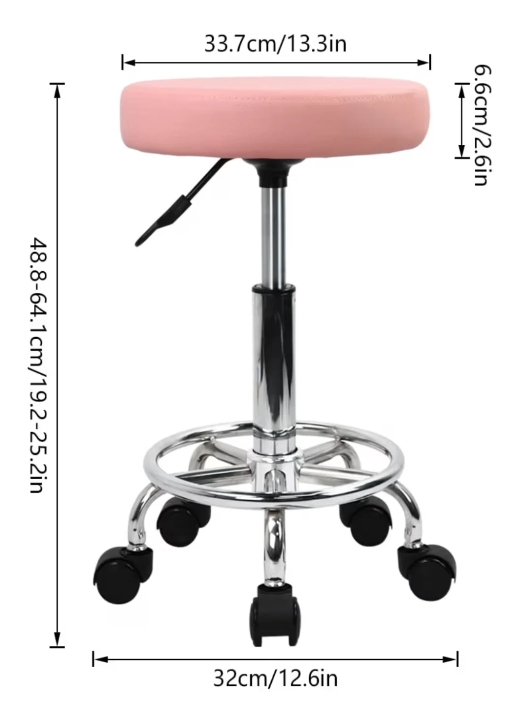 Pink Adjustable Rolling Stool Chair - photo 3