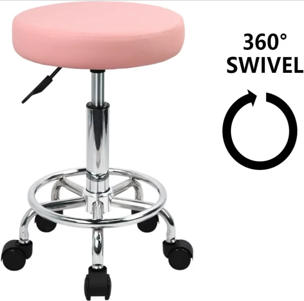 Pink Adjustable Rolling Stool Chair - photo 4
