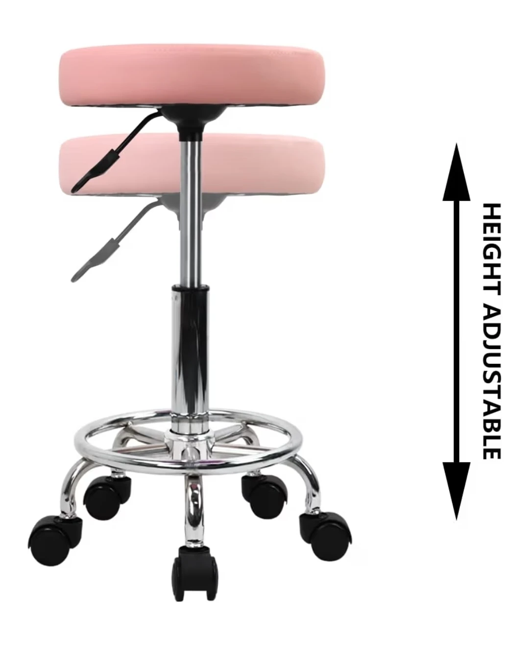 Pink Adjustable Rolling Stool Chair - photo 5