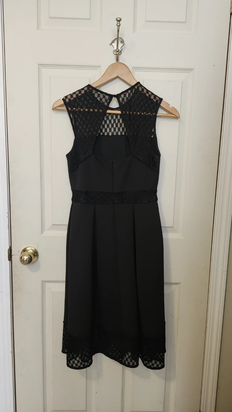 Black Lace Trimmed Fit & Flare Dress - photo 2