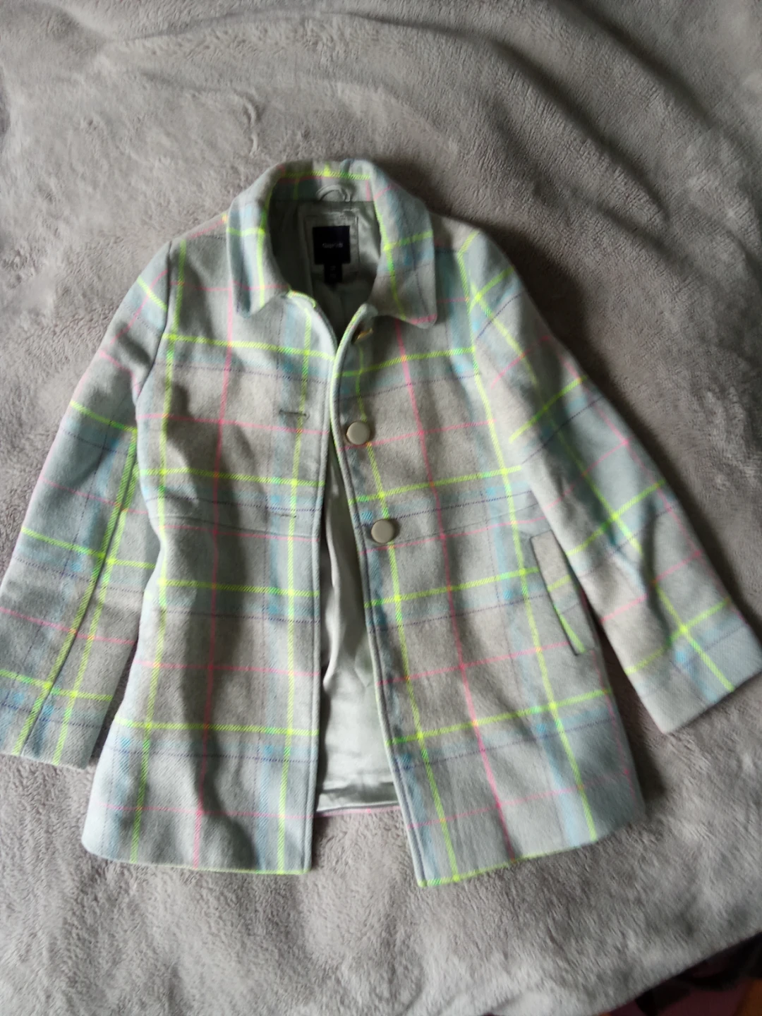 GapKids Plaid Wool Blend Coat - Size 10