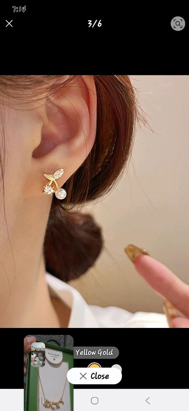 Gold Cherry Pearl & Crystal Stud Earrings
