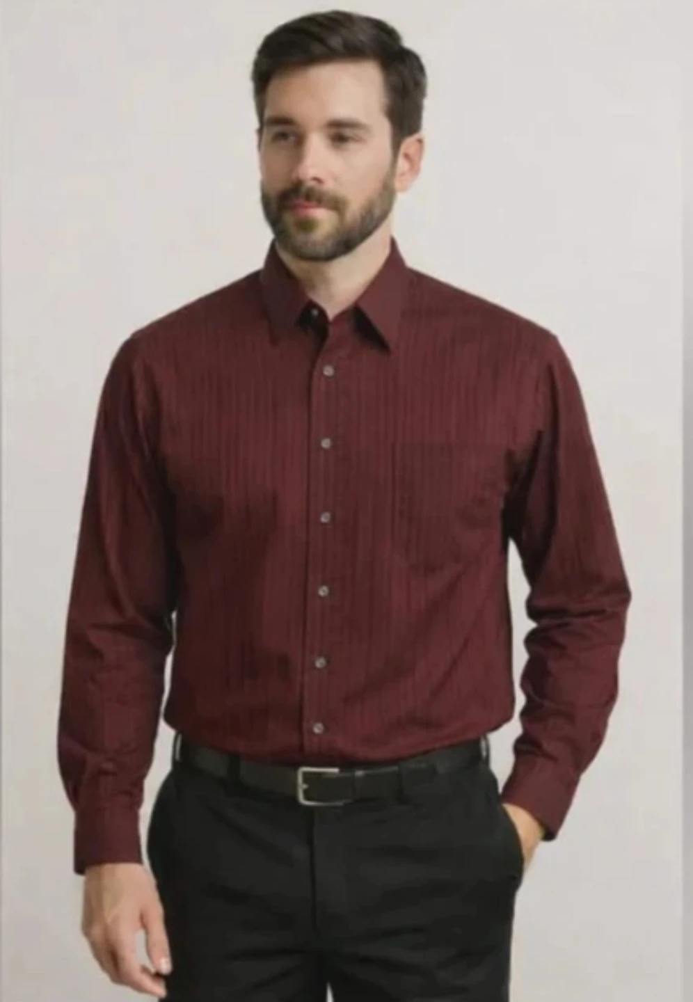 Croft & Barrow Men's Burgundy Striped Dress Shirt