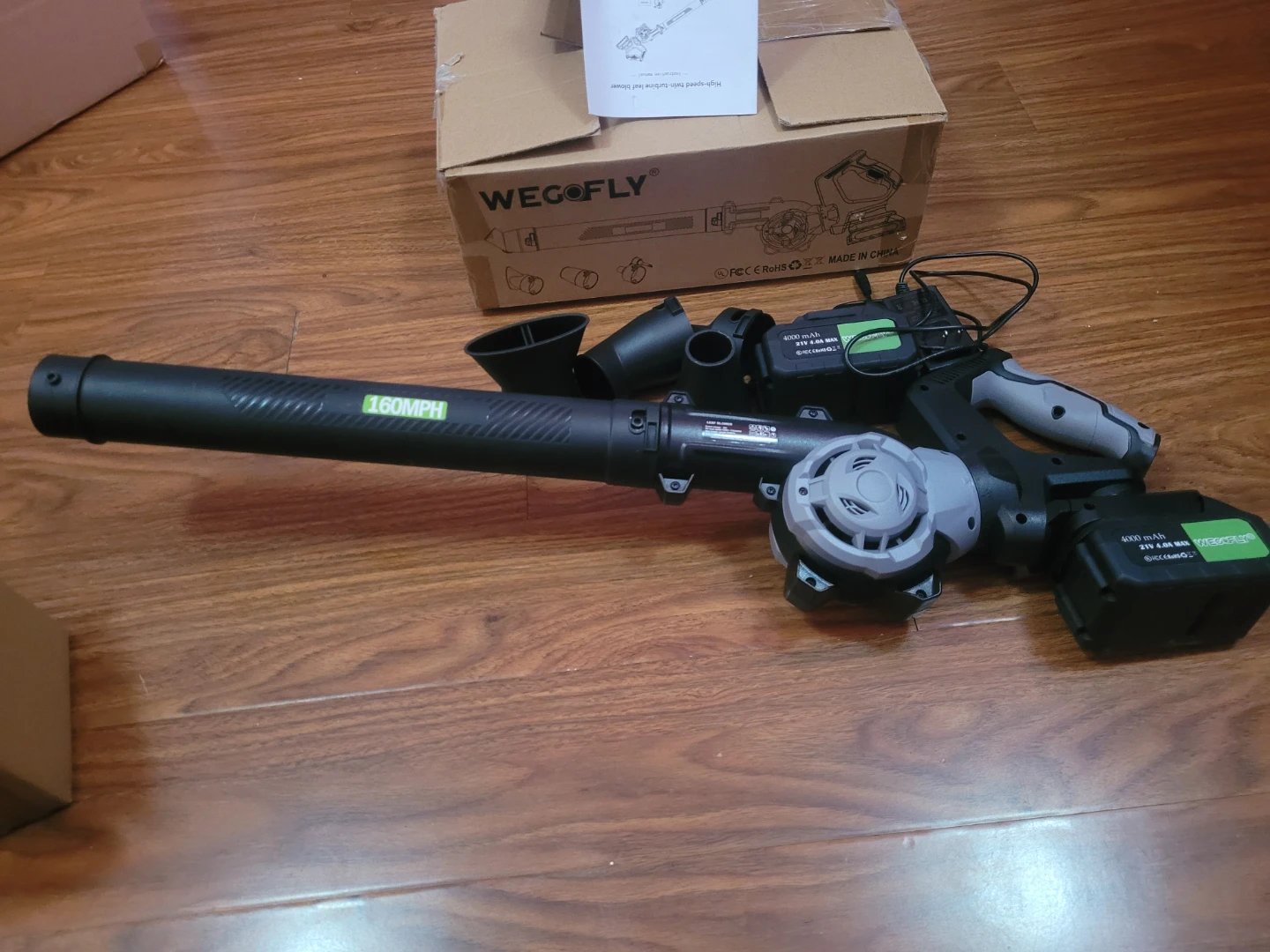 WEGOFLY 160 MPH Cordless Leaf Blower with 2 Batteries - photo 3