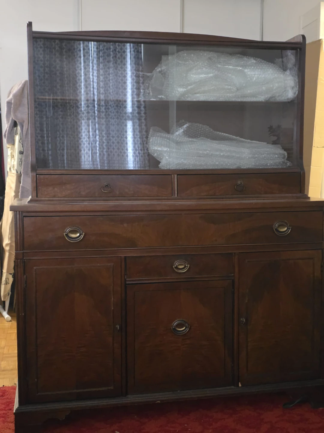 Vintage Antique China Cabinet Hutch made from Nut Brown Walnut - photo 2