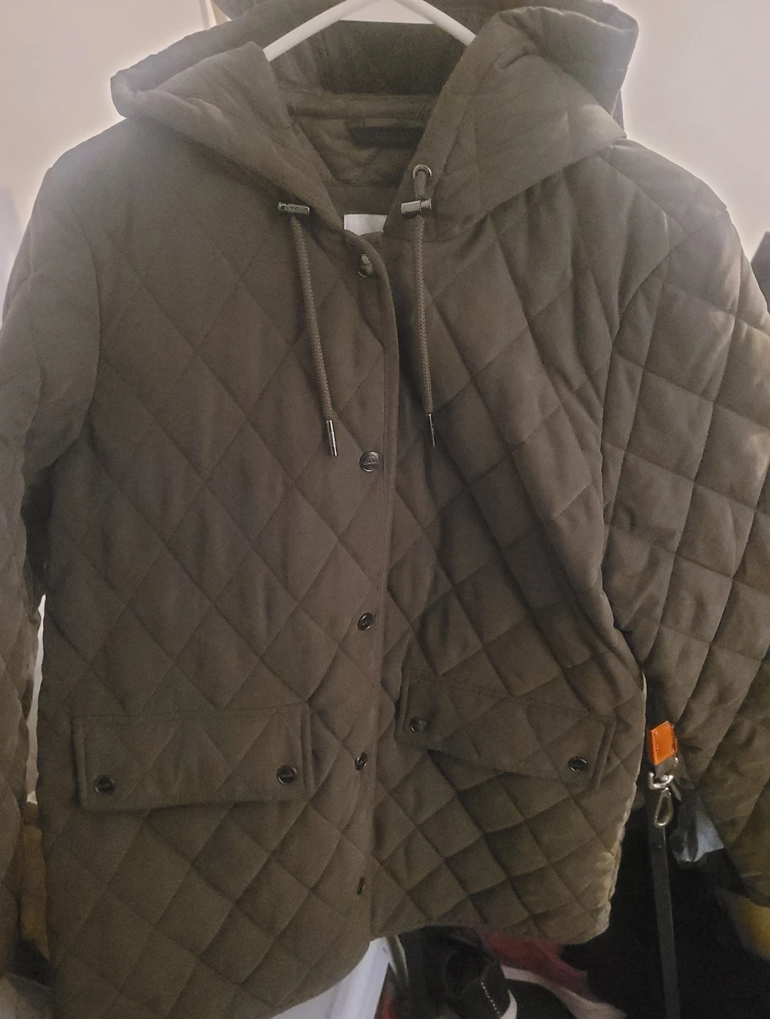 DKNY Quilted Hooded Jacket - Olive Green - photo 5