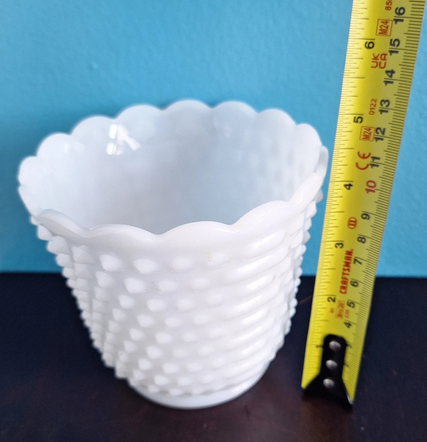 Set of 2 Fire King Hobnail Milk Glass Planters - photo 2