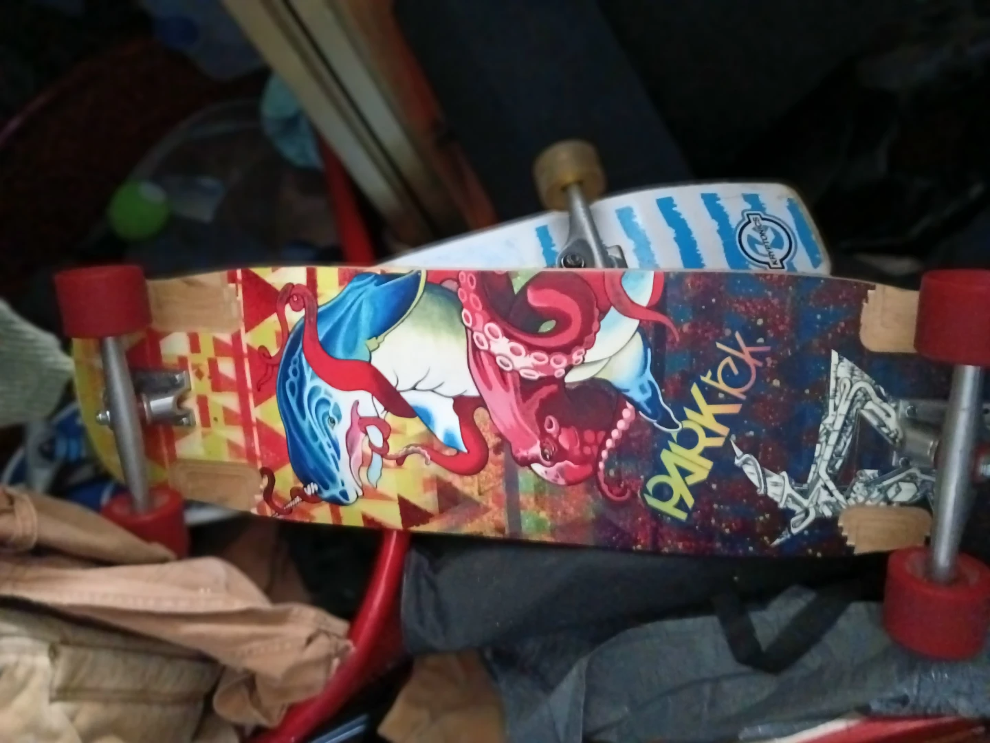 Parktek Longboard Skateboard with Octopus Graphic