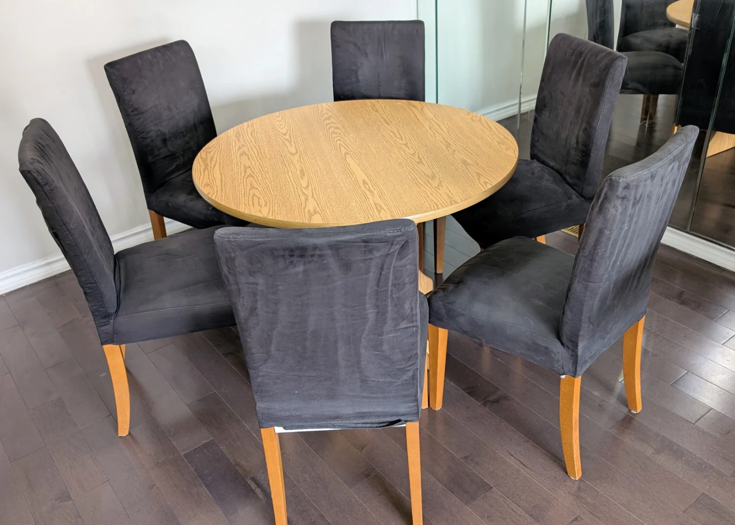 Round Oak Dining Table & 6pcs Chairs - photo 4
