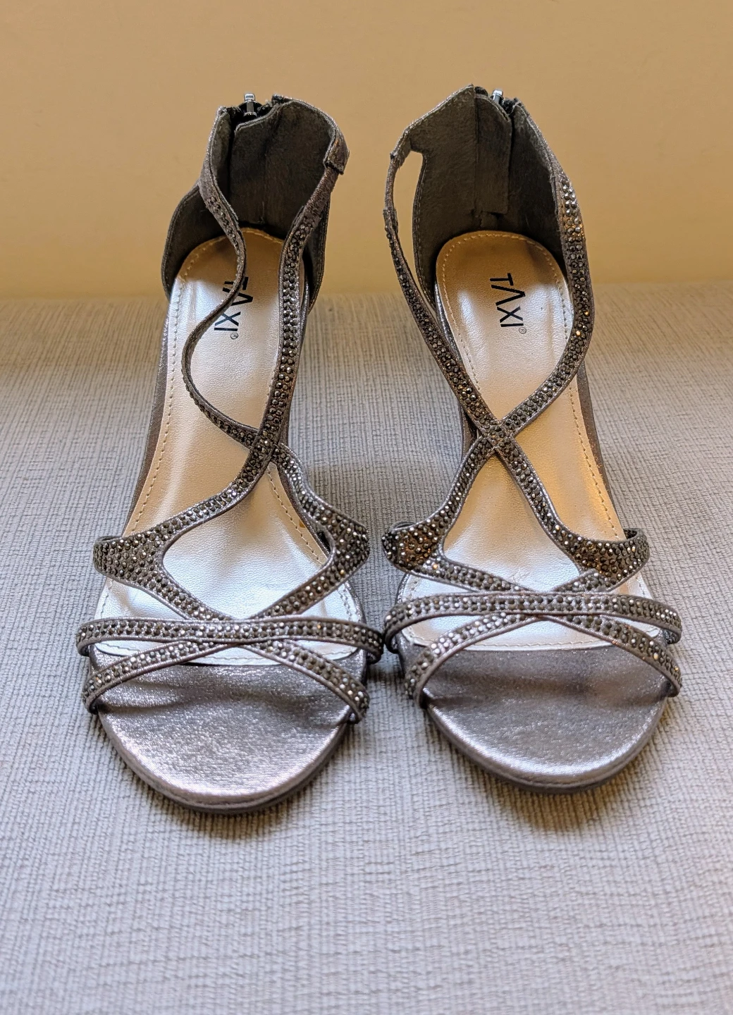 Brand New TAXI Silver Heeled Sandals - Women's Size 6