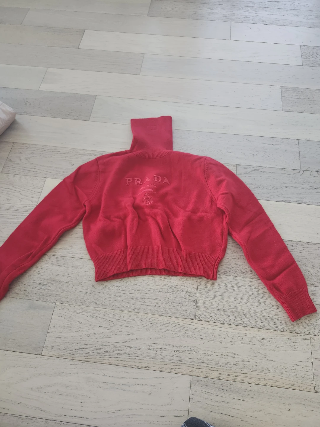 PRADA Red Cropped Turtleneck Sweater