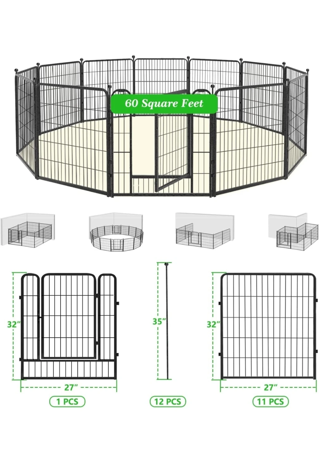 Pet Playpen / Dog Fence Panels (Set of 12) - photo 5