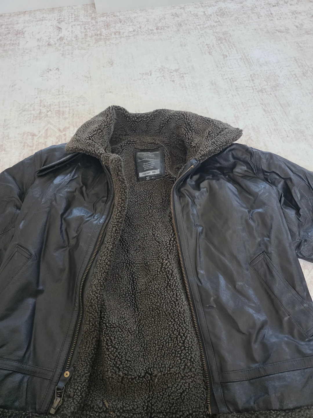 Sergio Vaducci Men's Genuine Leather Shearling Lined Jacket - photo 4