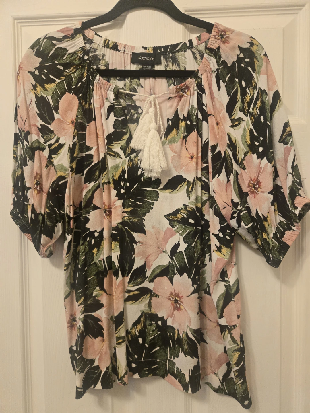 Karen Kane Floral Print Tassel Top - Size S
