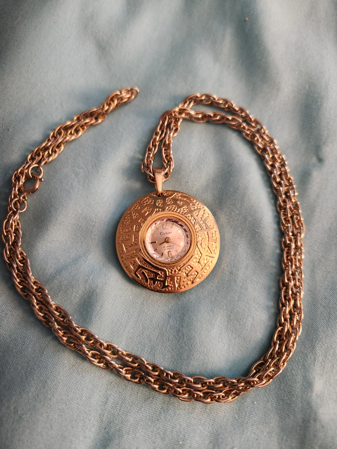 Clebar Women's Pendant Watch with Gold-Tone Chain