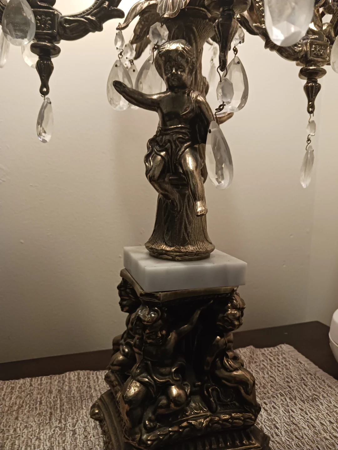 Pair of Vintage Ornate Table Lamp with Crystal Accents - photo 2