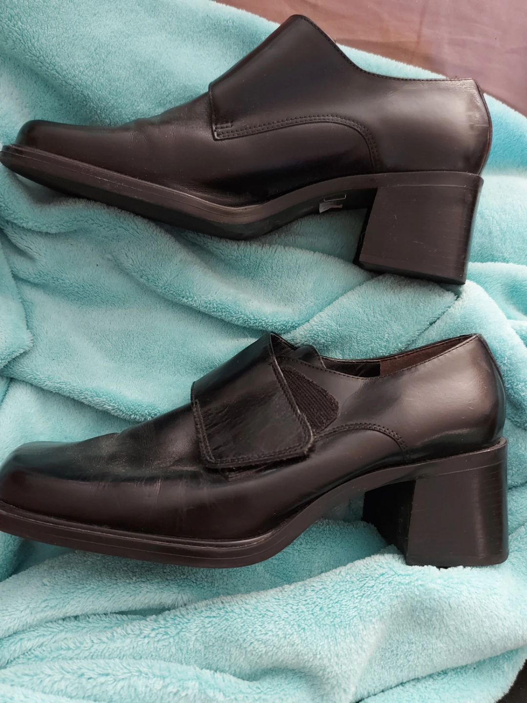 Nine West Black Leather Block Heel Shoes - Size 8M - photo 3