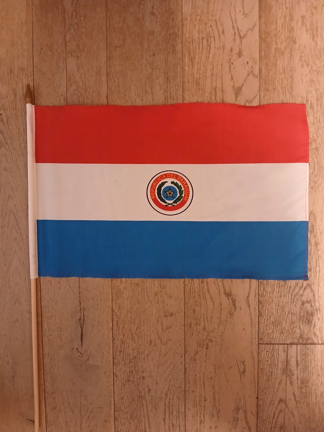 Paraguay Flag with Wooden Stick